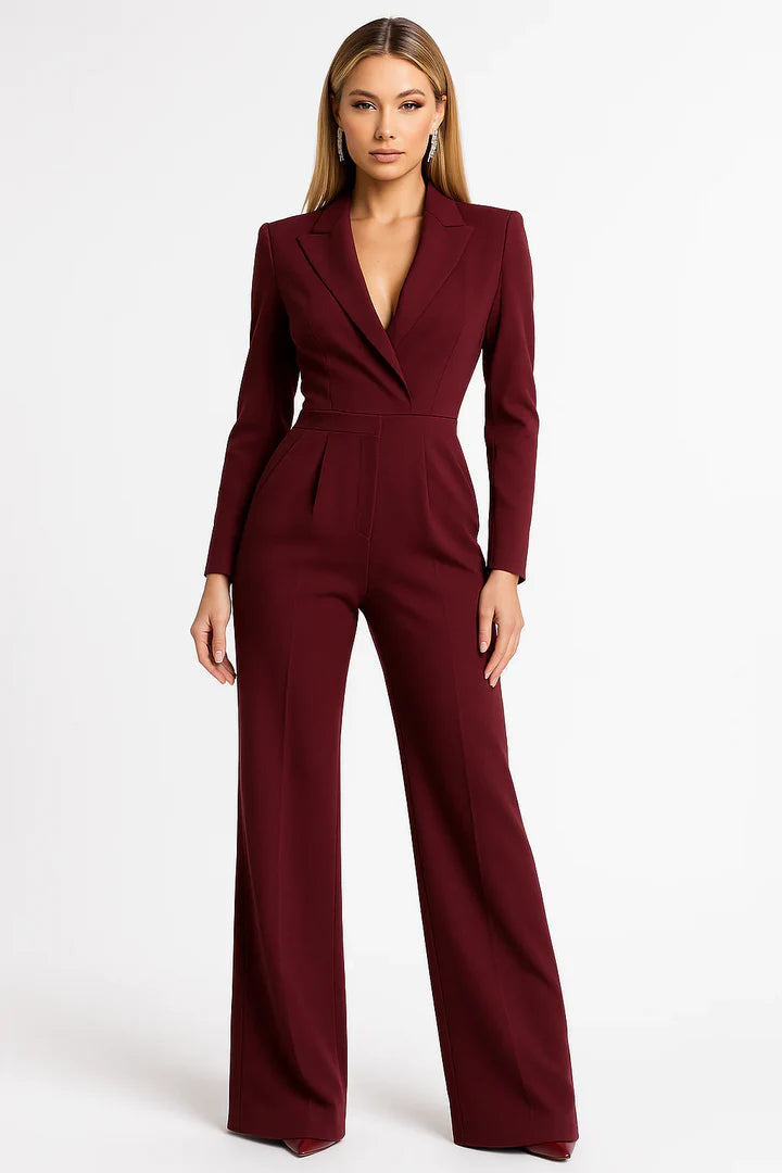 Combinaison blazer femme col V coupe large élégante
