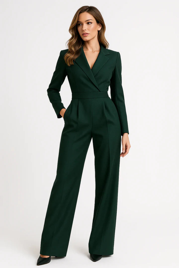 Combinaison blazer femme col V coupe large élégante
