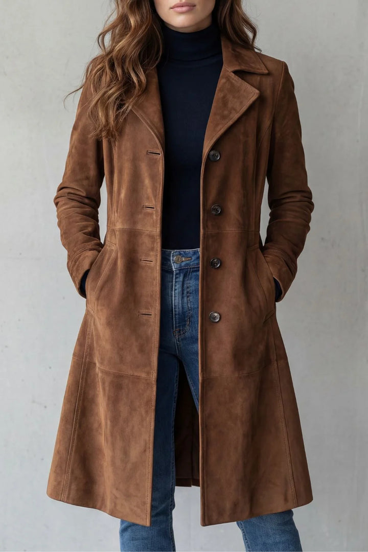 Mira Manteau Long | Effet Daim, Coupe Longiligne 0