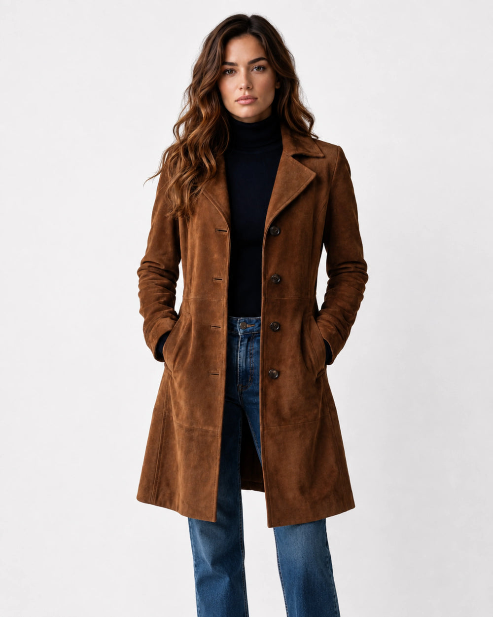 Mira Manteau Long | Effet Daim, Coupe Longiligne 1
