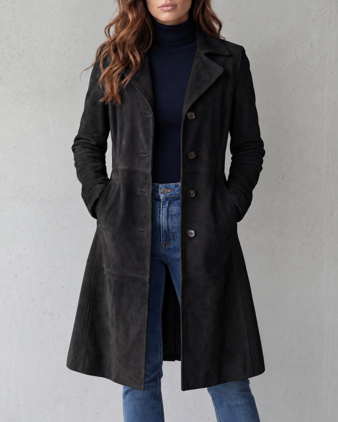 Mira Manteau Long | Effet Daim, Coupe Longiligne 4