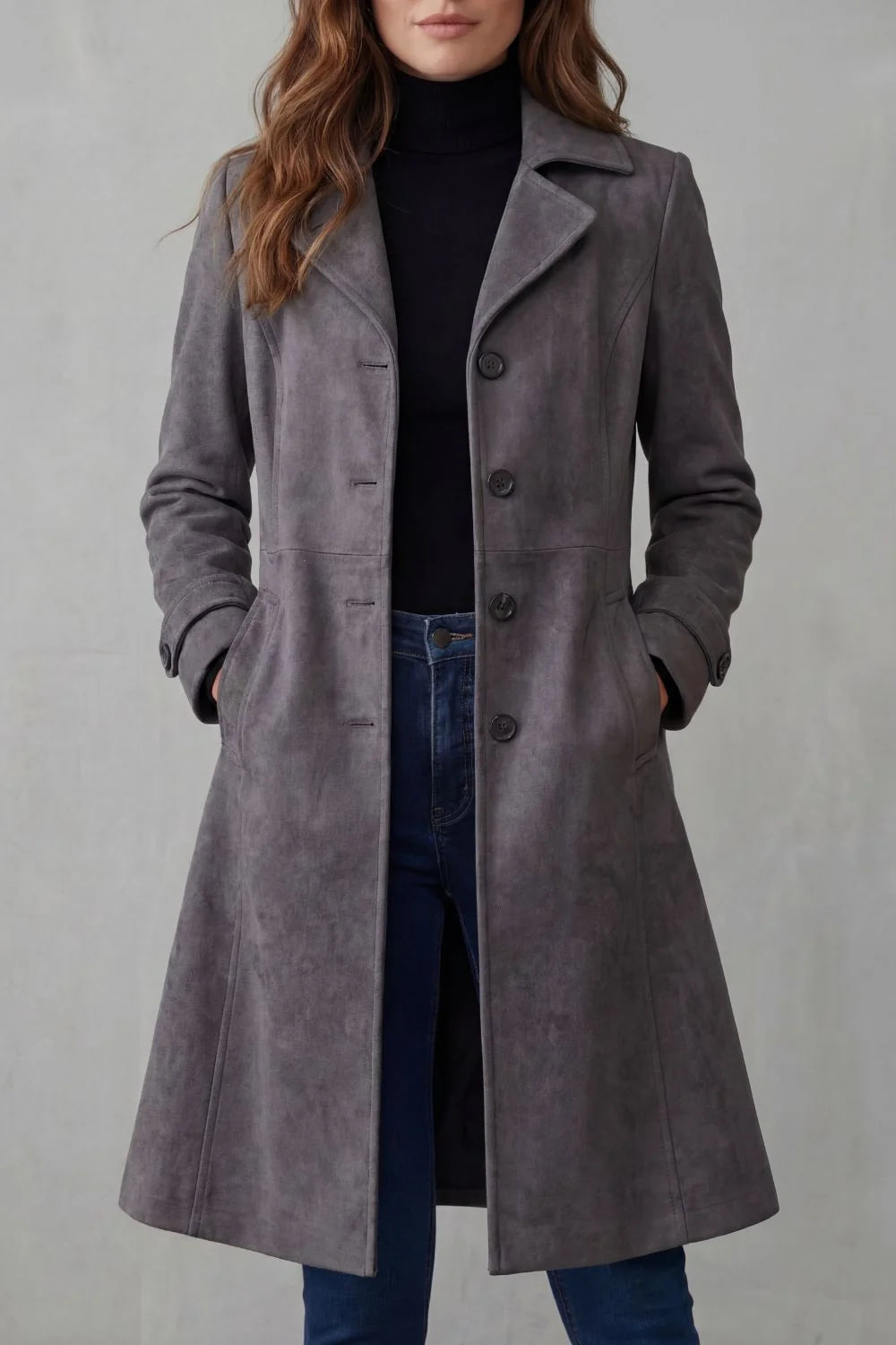 Mira Manteau Long | Effet Daim, Coupe Longiligne 5