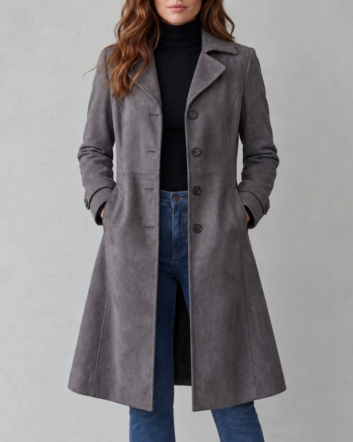 Mira Manteau Long | Effet Daim, Coupe Longiligne 6