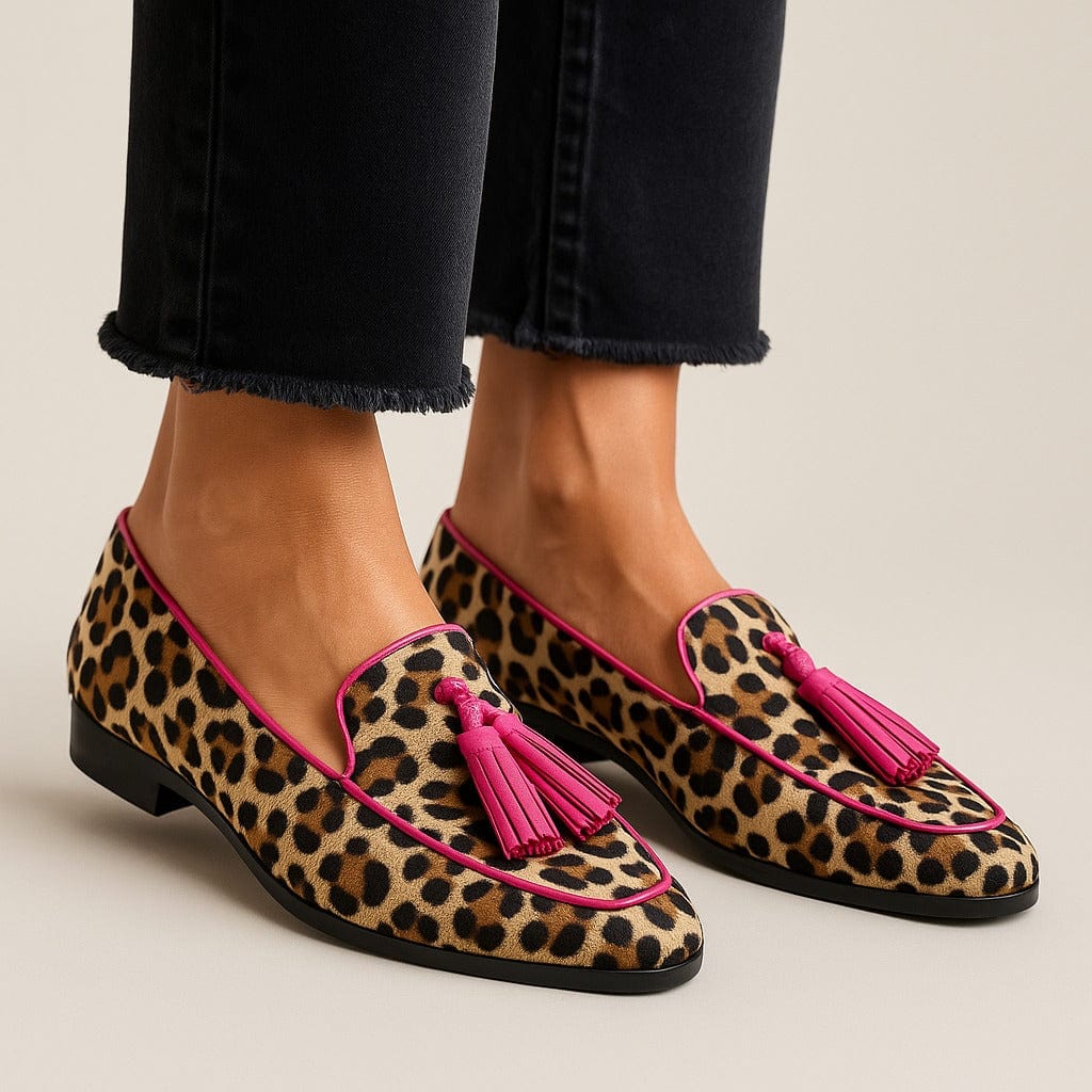 Mocassins pour femmes | Imprimé animal avec franges 0