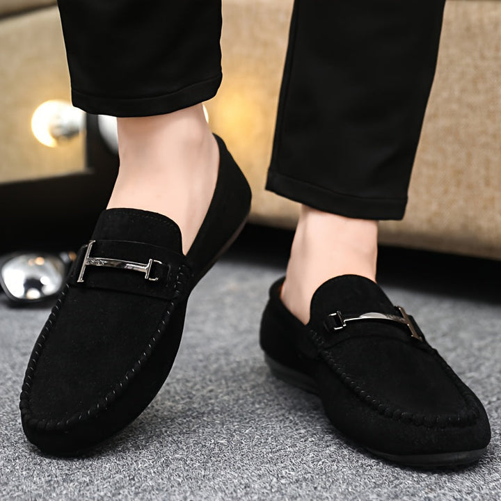 Mocassins pour homme à enfiler, bout rond et boucle sur la bride 0