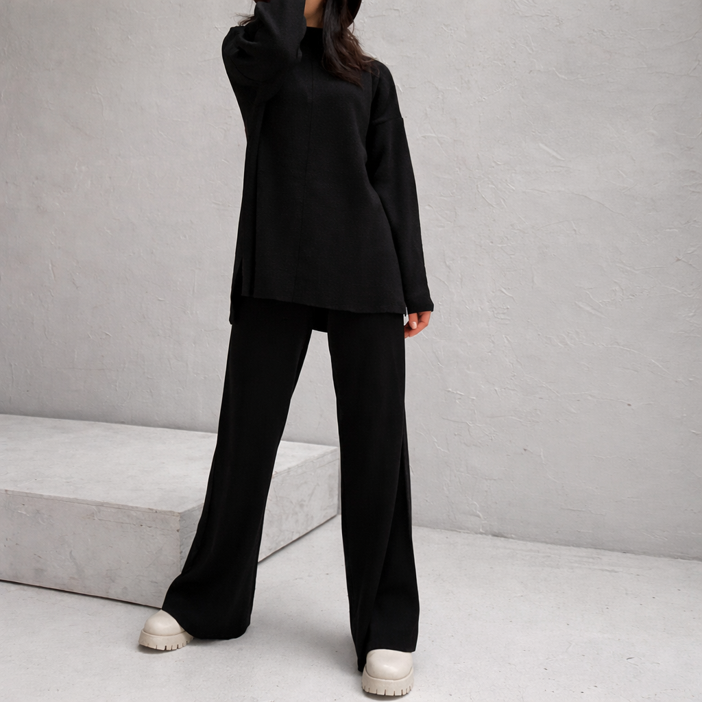 Ensemble deux pièces femme décontracté taille haute