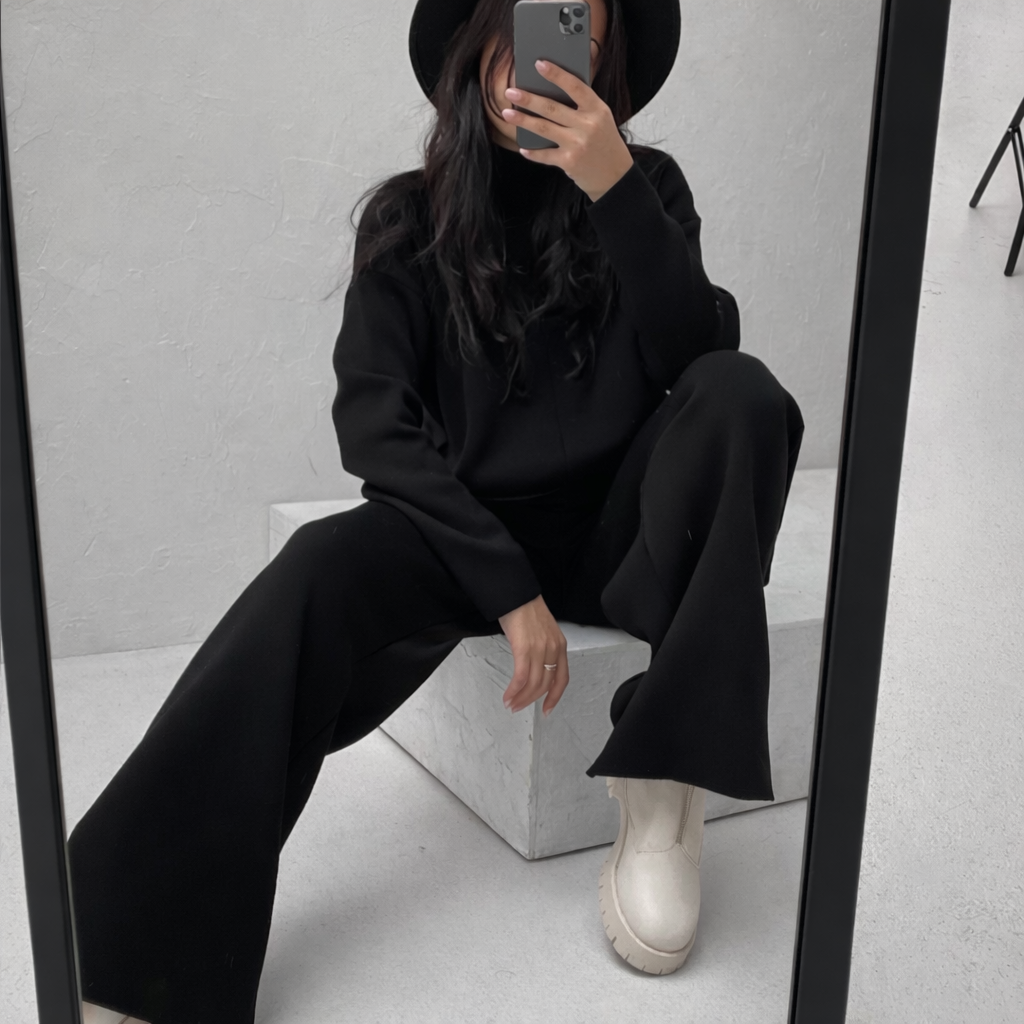 Ensemble deux pièces femme décontracté taille haute