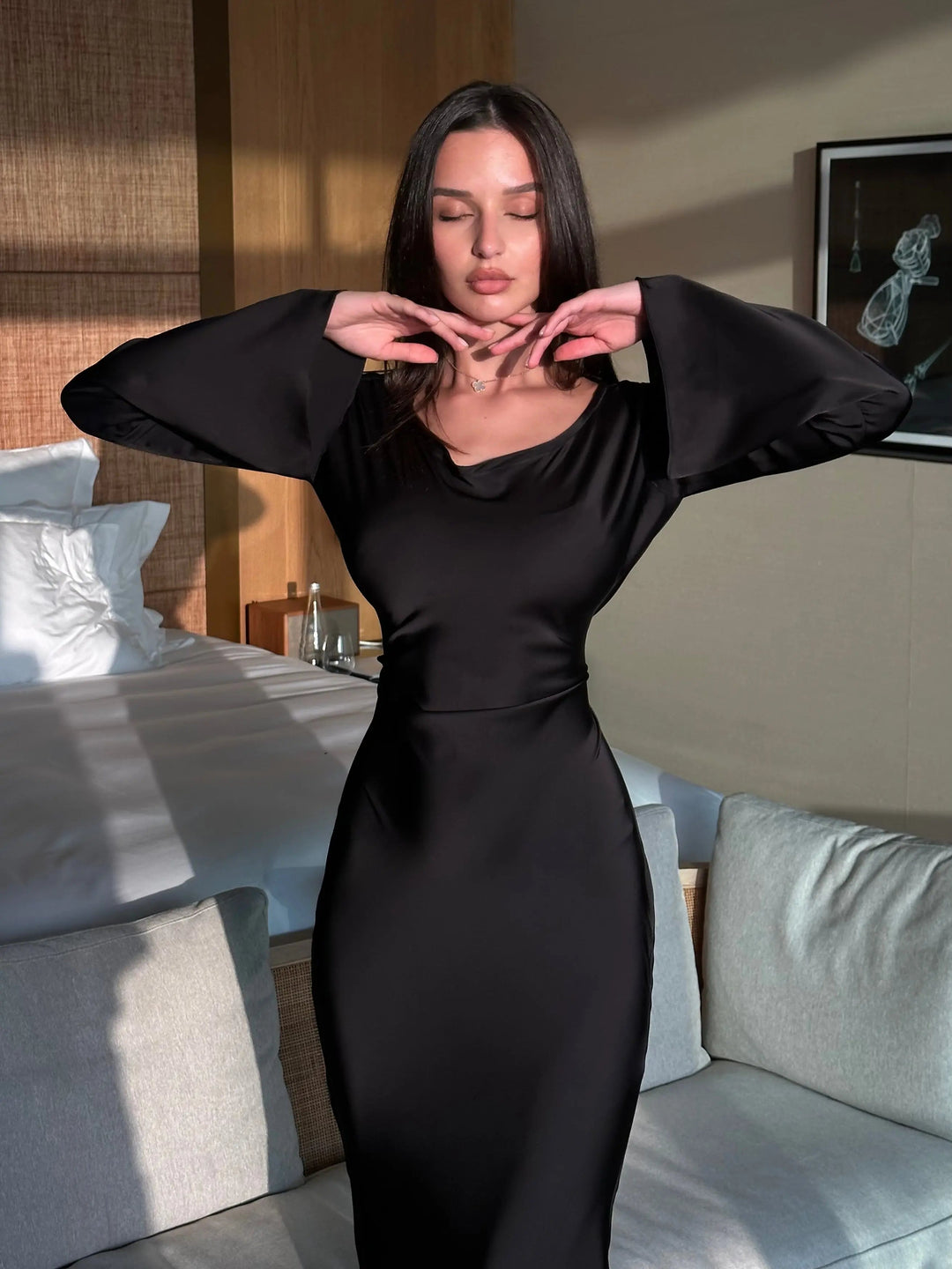 Noélisse | Robe longue fluide à manches longues 6