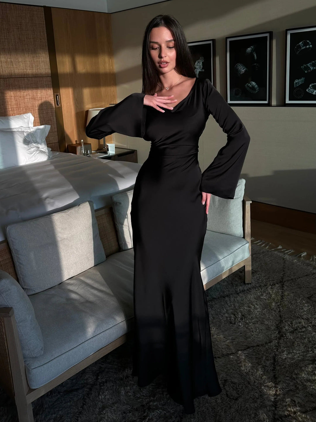 Noélisse | Robe longue fluide à manches longues 7
