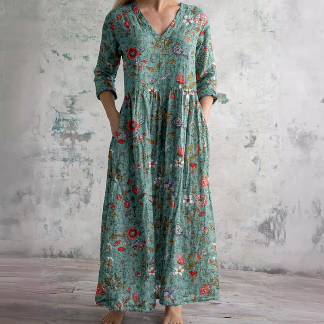 Carla | Robe d'été à décolleté en V et motif floral