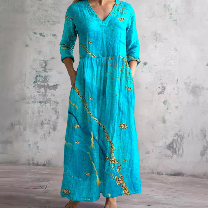 Carla | Robe d'été avec décolleté en V et motif floral