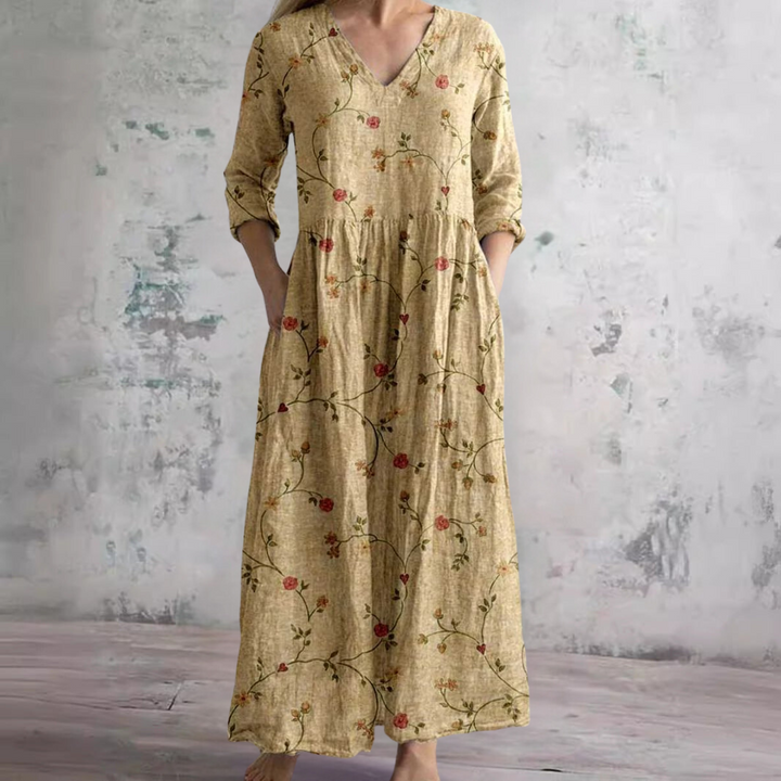 Carla | Robe d'été avec décolleté en V et motif floral