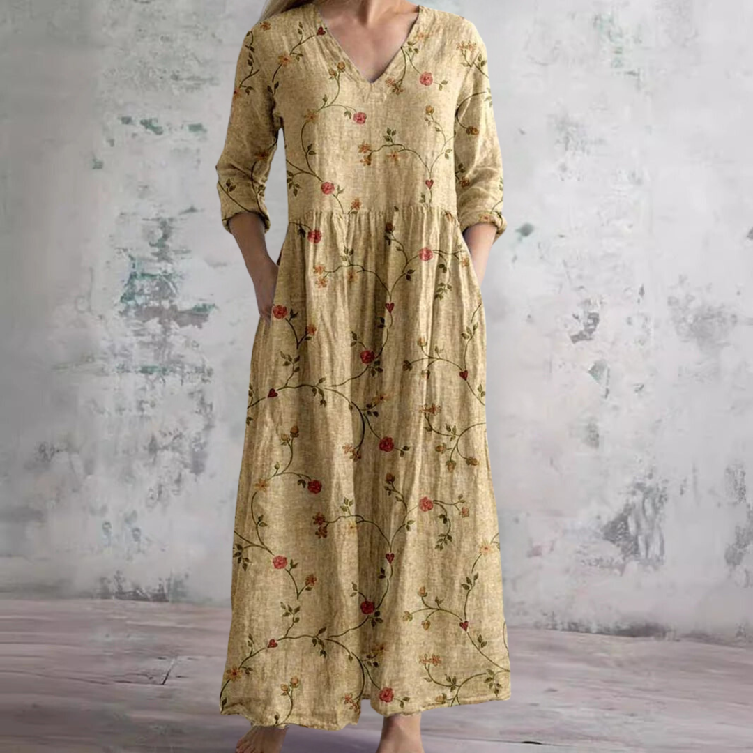 Carla | Robe d'été à décolleté en V et motif floral