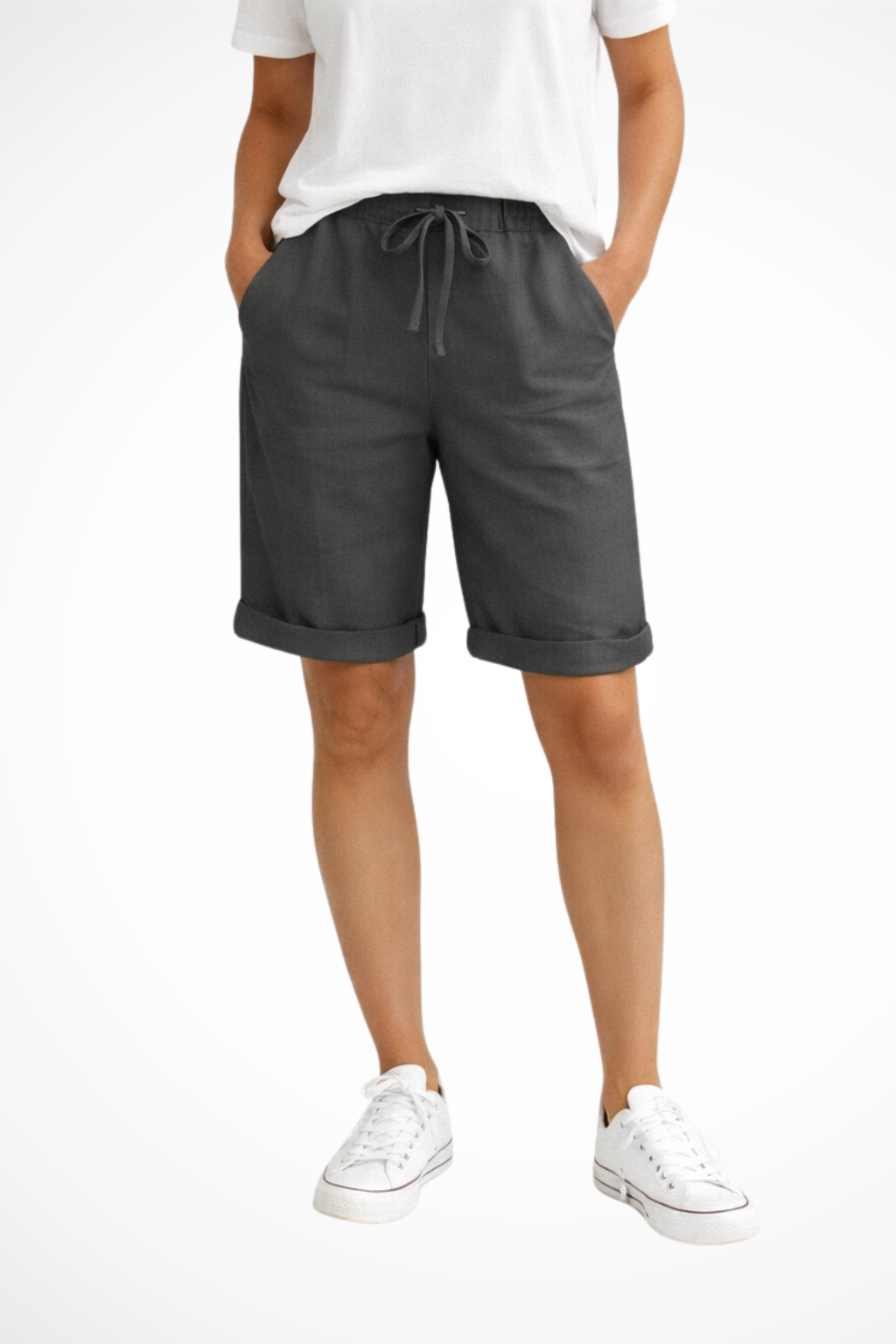 Pantalon Capri en lin coupe décontractée pour femme 4