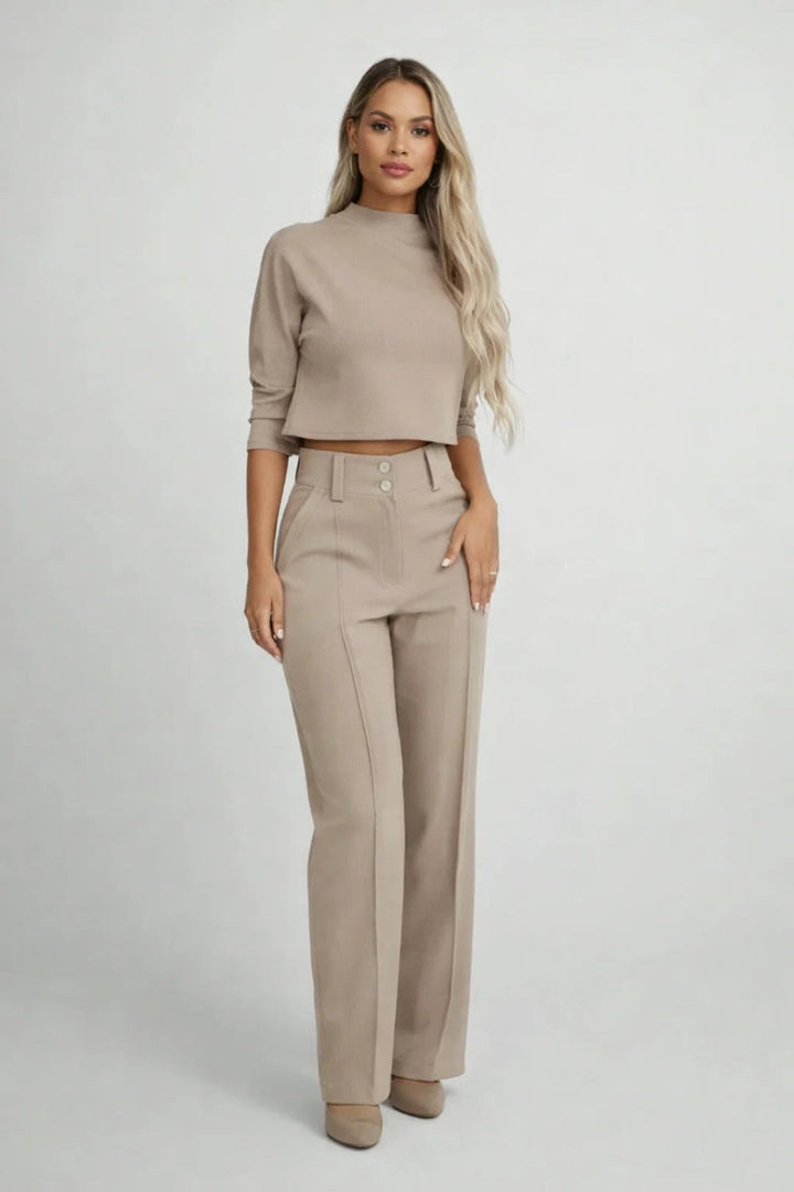 Pantalon Femme | taille haute & coupe large | ligne évasée structurée pour Printemps 2