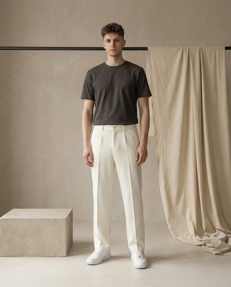 Pantalon élégant plissé pour homme | Coupe droite | Poches fonctionnelles | Idéal pour le travail et les occasions formelles 1