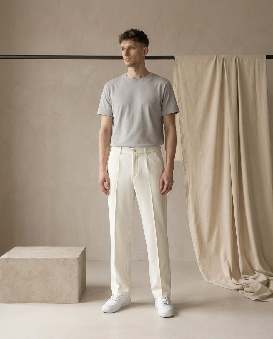 Pantalon élégant plissé pour homme | Coupe droite | Poches fonctionnelles | Idéal pour le travail et les occasions formelles 2