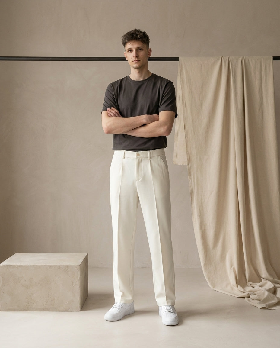 Pantalon élégant plissé pour homme | Coupe droite | Poches fonctionnelles | Idéal pour le travail et les occasions formelles 3