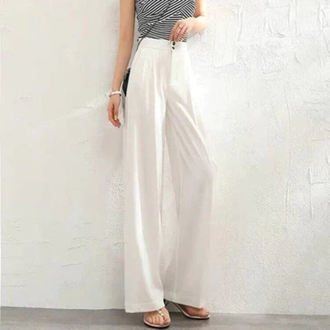 Pantalon en lin pour femme | taille haute, jambes larges, léger 0