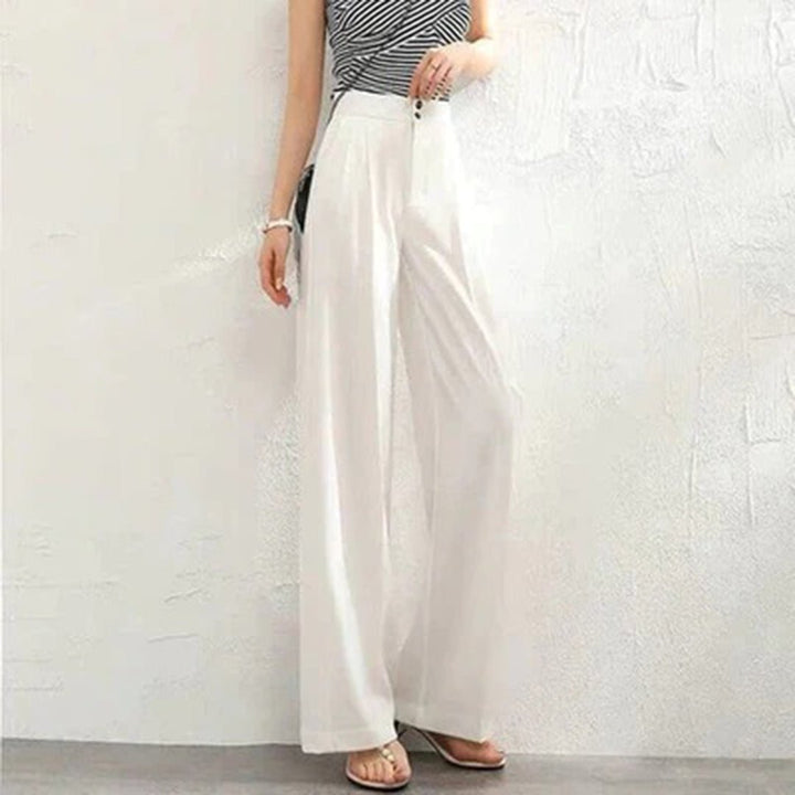 Pantalon en lin pour femme | taille haute, jambes larges, léger 0