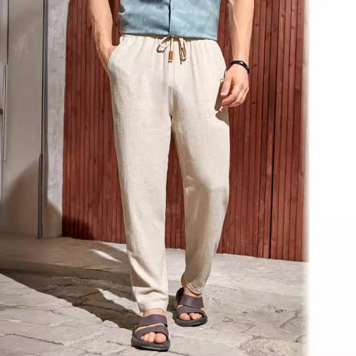 Pantalon en lin pour homme | Taille élastiquée avec cordon de serrage 0