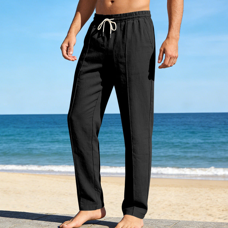 Pantalon en lin pour homme | Taille élastiquée avec cordon de serrage 0