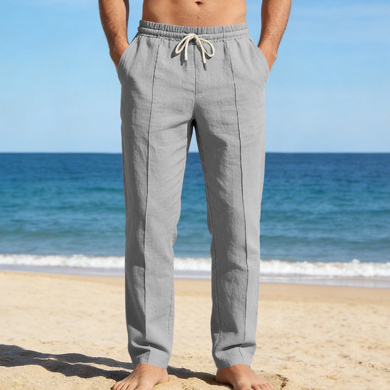Pantalon en lin pour homme | Taille élastiquée avec cordon de serrage 1