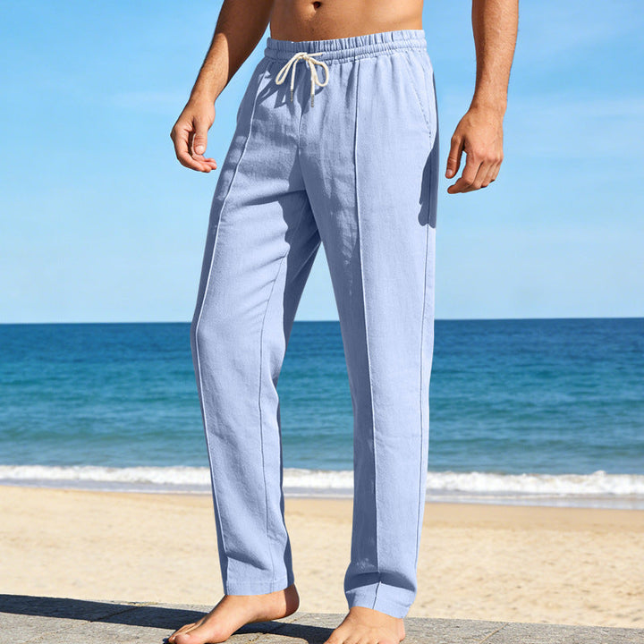 Pantalon en lin pour homme | Taille élastiquée avec cordon de serrage 4