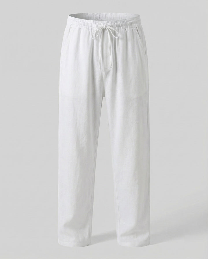 Pantalon en lin pour homme, coupe ample, décontracté 0