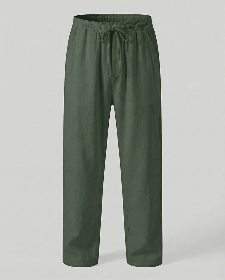 Pantalon en lin pour homme, coupe ample, décontracté 10