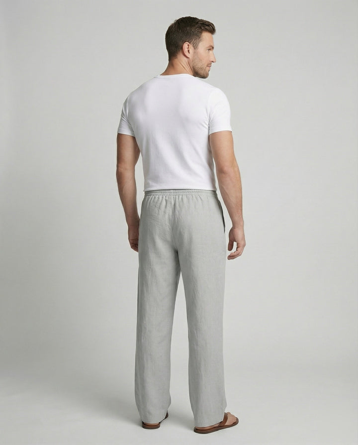 Pantalon en lin pour homme, coupe ample, décontracté 4