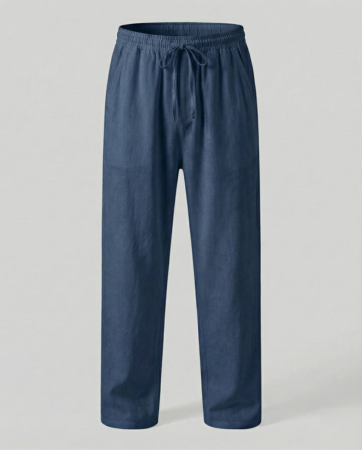 Pantalon en lin pour homme, coupe ample, décontracté 8