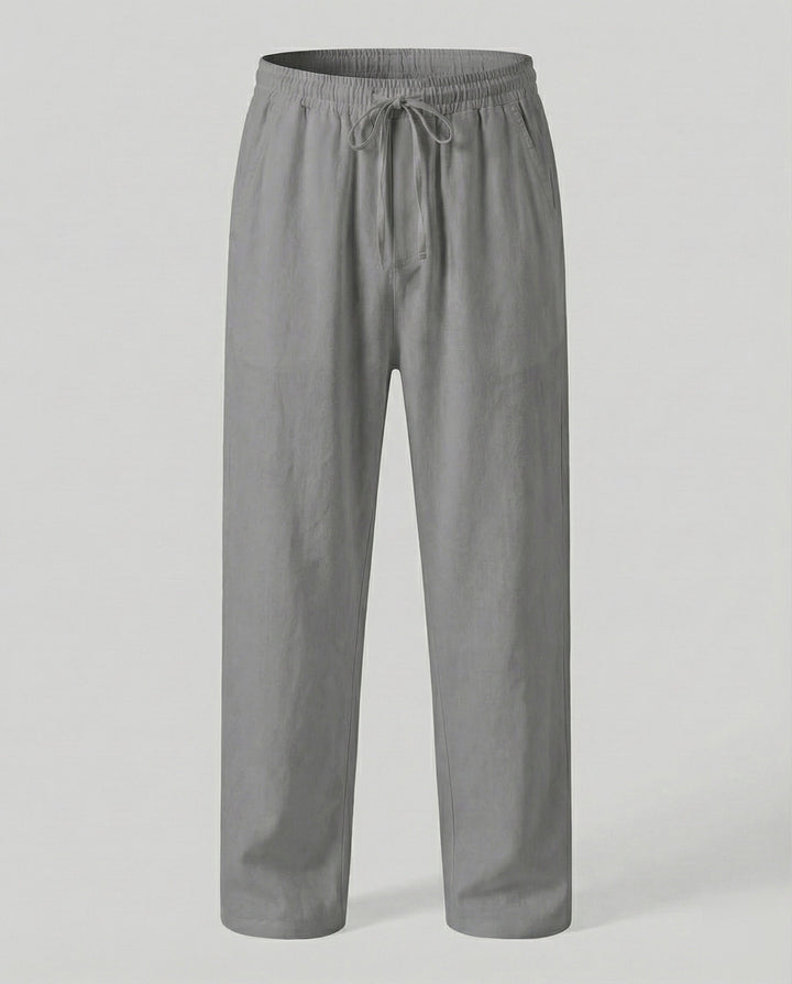 Pantalon en lin pour homme, coupe ample, décontracté 9