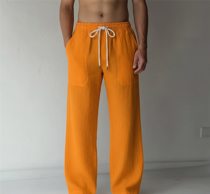 Pantalon large en lin pour homme | Taille élastiquée avec cordon de serrage 10