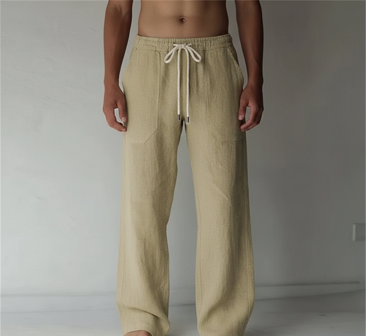 Pantalon large en lin pour homme | Taille élastiquée avec cordon de serrage 11