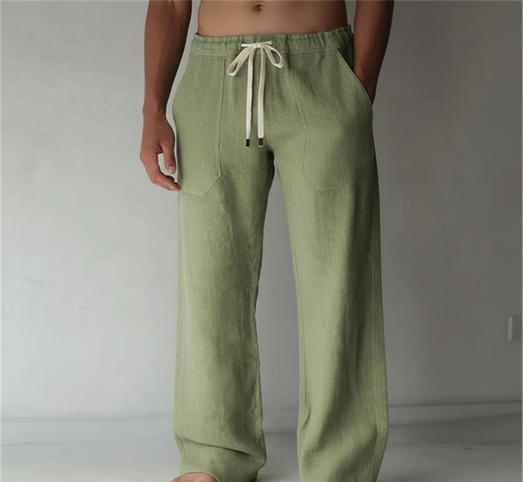 Pantalon large en lin pour homme | Taille élastiquée avec cordon de serrage 12