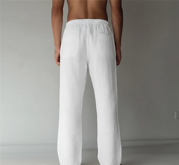 Pantalon large en lin pour homme | Taille élastiquée avec cordon de serrage 2