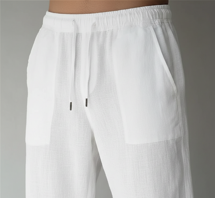 Pantalon large en lin pour homme | Taille élastiquée avec cordon de serrage 3