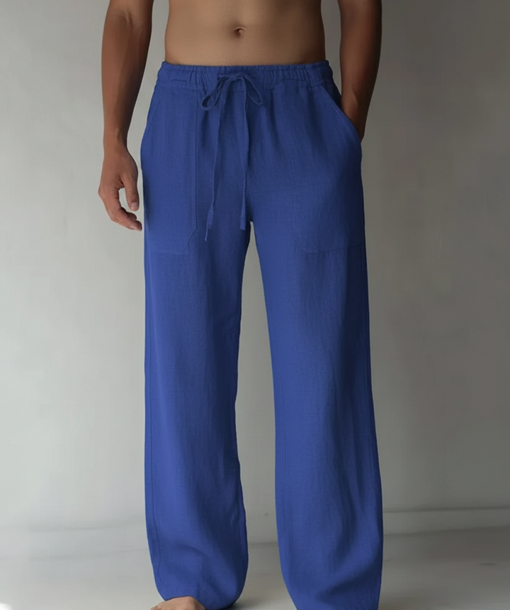 Pantalon large en lin pour homme | Taille élastiquée avec cordon de serrage 4