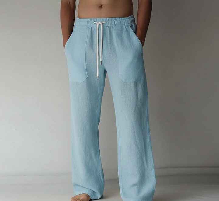 Pantalon large en lin pour homme | Taille élastiquée avec cordon de serrage 6