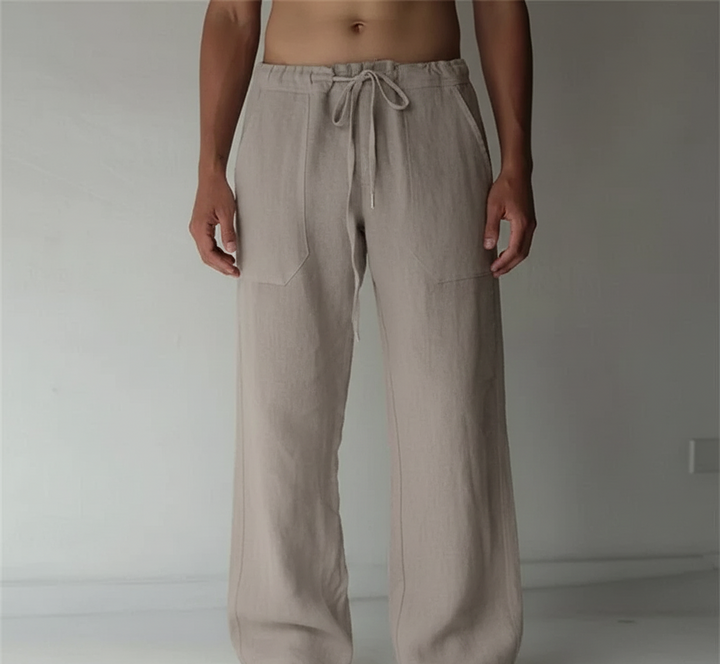 Pantalon large en lin pour homme | Taille élastiquée avec cordon de serrage 9
