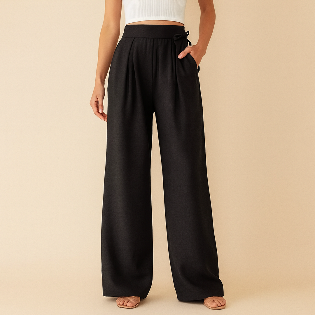 Pantalon large femme décontracté | Coupe droite jambes larges
