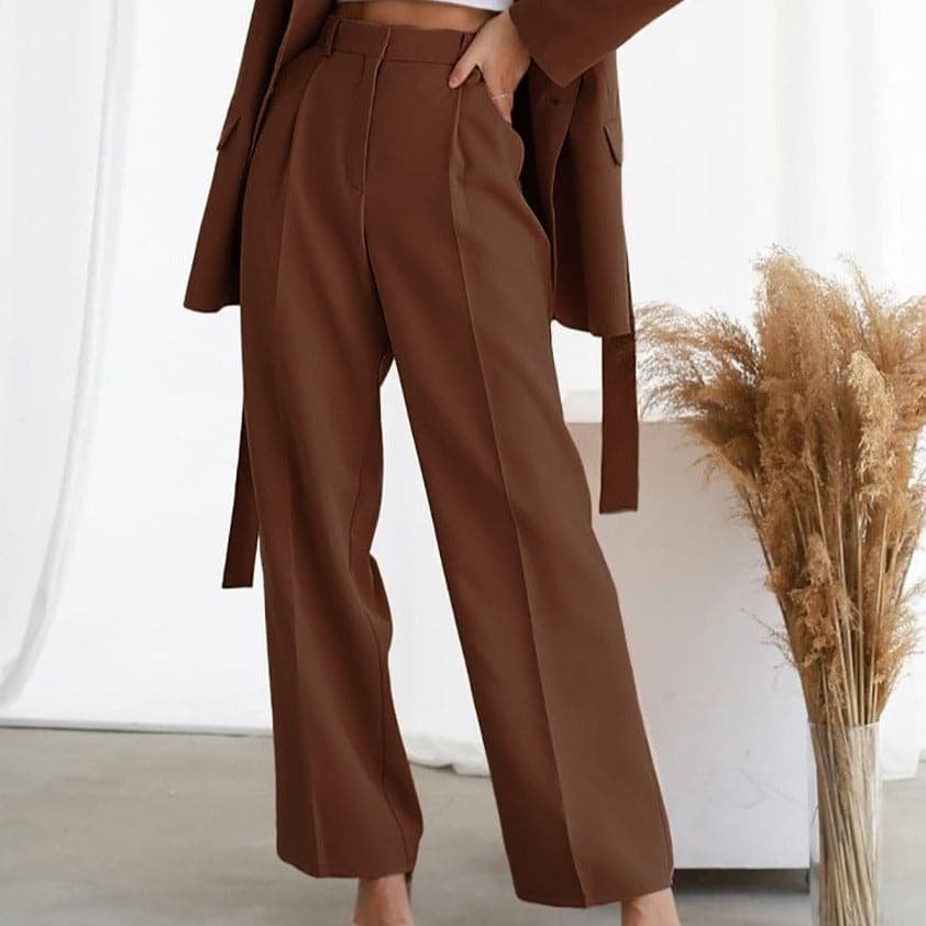 Pantalon palazzo en lin pour femme | Taille haute, plis, jambes larges 1