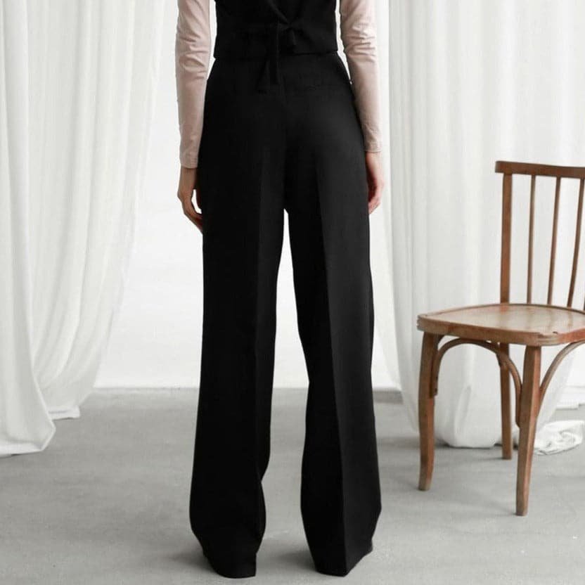 Pantalon palazzo en lin pour femme | Taille haute, plis, jambes larges 3