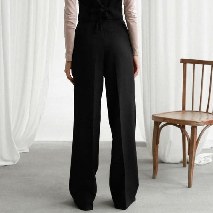 Pantalon palazzo en lin pour femme | Taille haute, plis, jambes larges 3