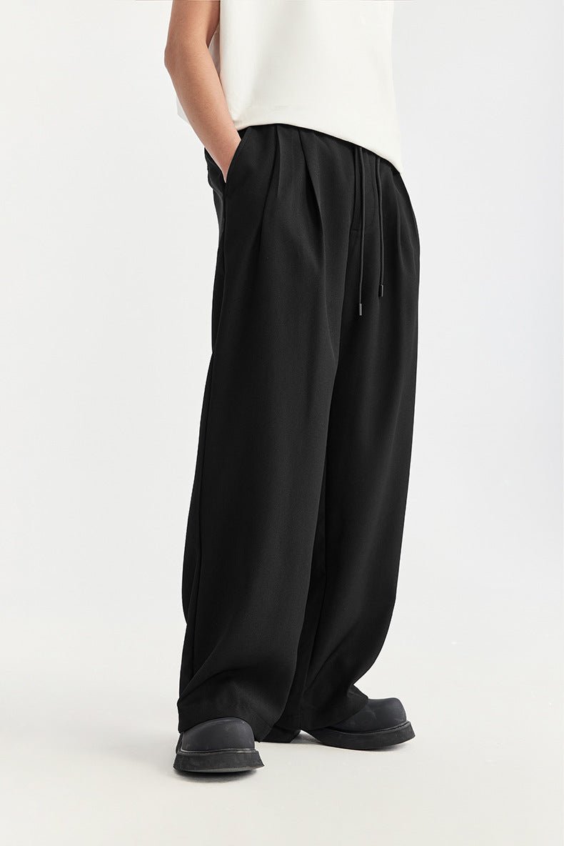Pantalon palazzo en lin pour homme | Jambes larges, plis et cordon de serrage 0
