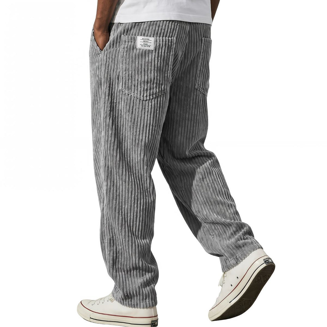Pantalon pour homme | Pantalon en velours côtelé à taille élastique 0