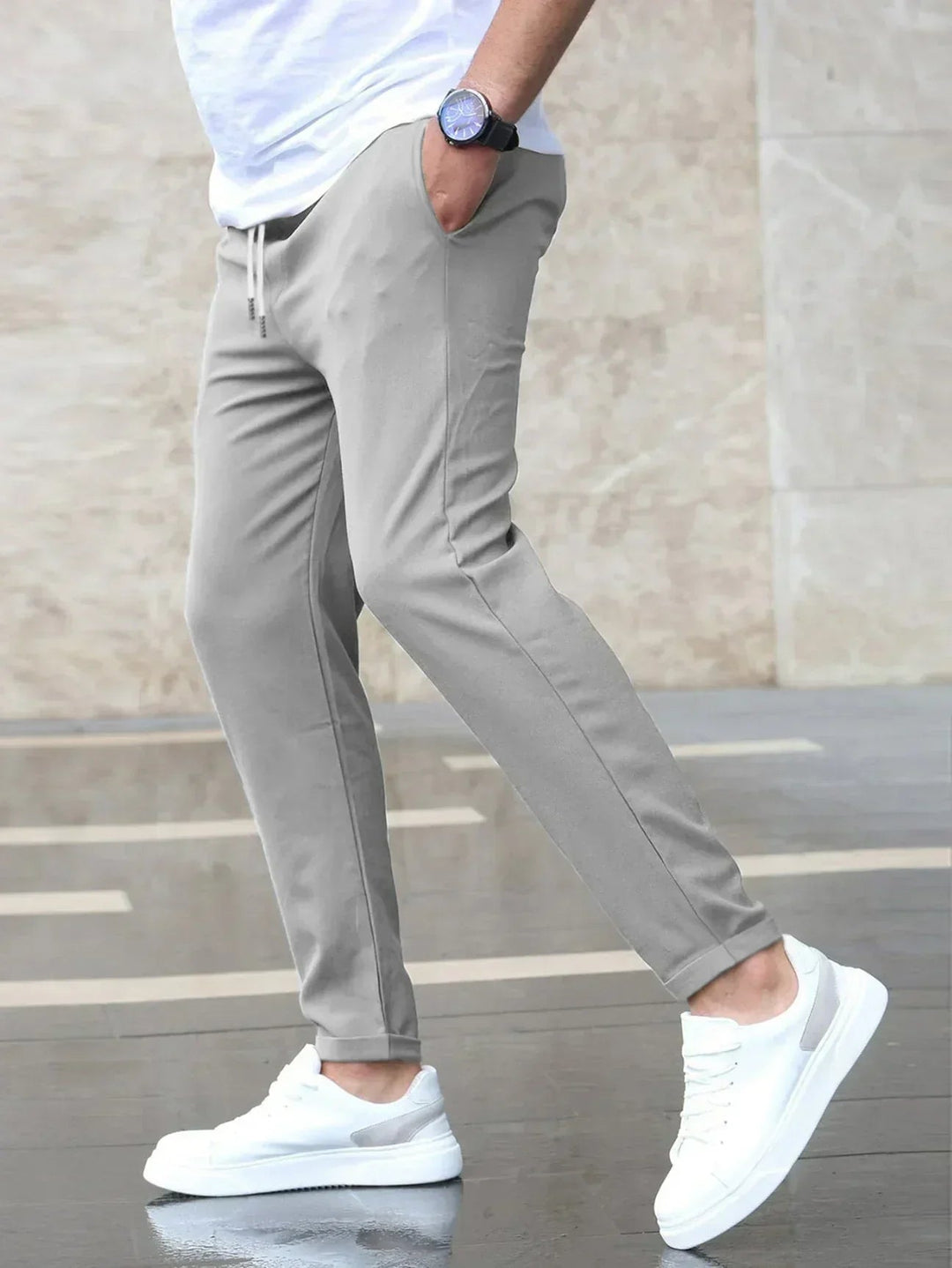 Pantalon stretch confortable pour homme, coupe classique décontractée 0