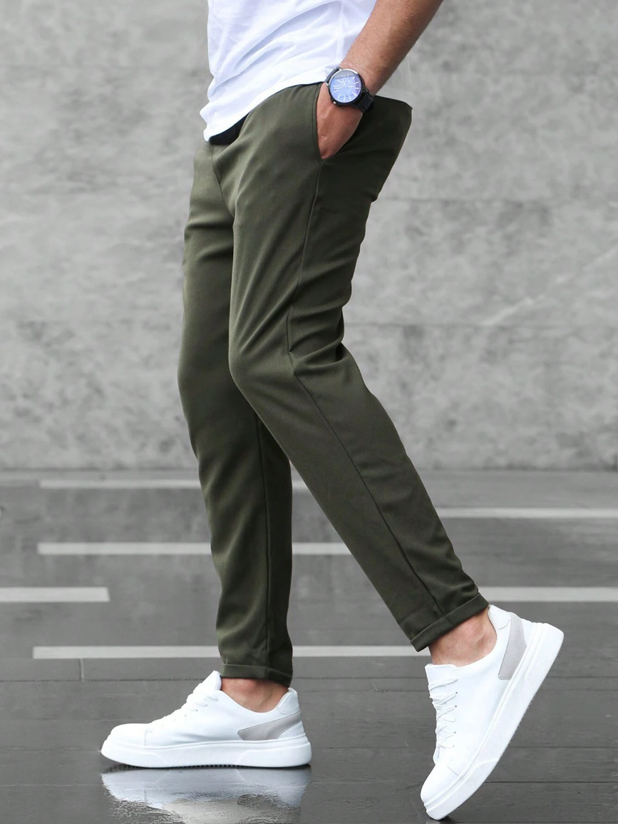 Pantalon stretch confortable pour homme, coupe classique décontractée 2