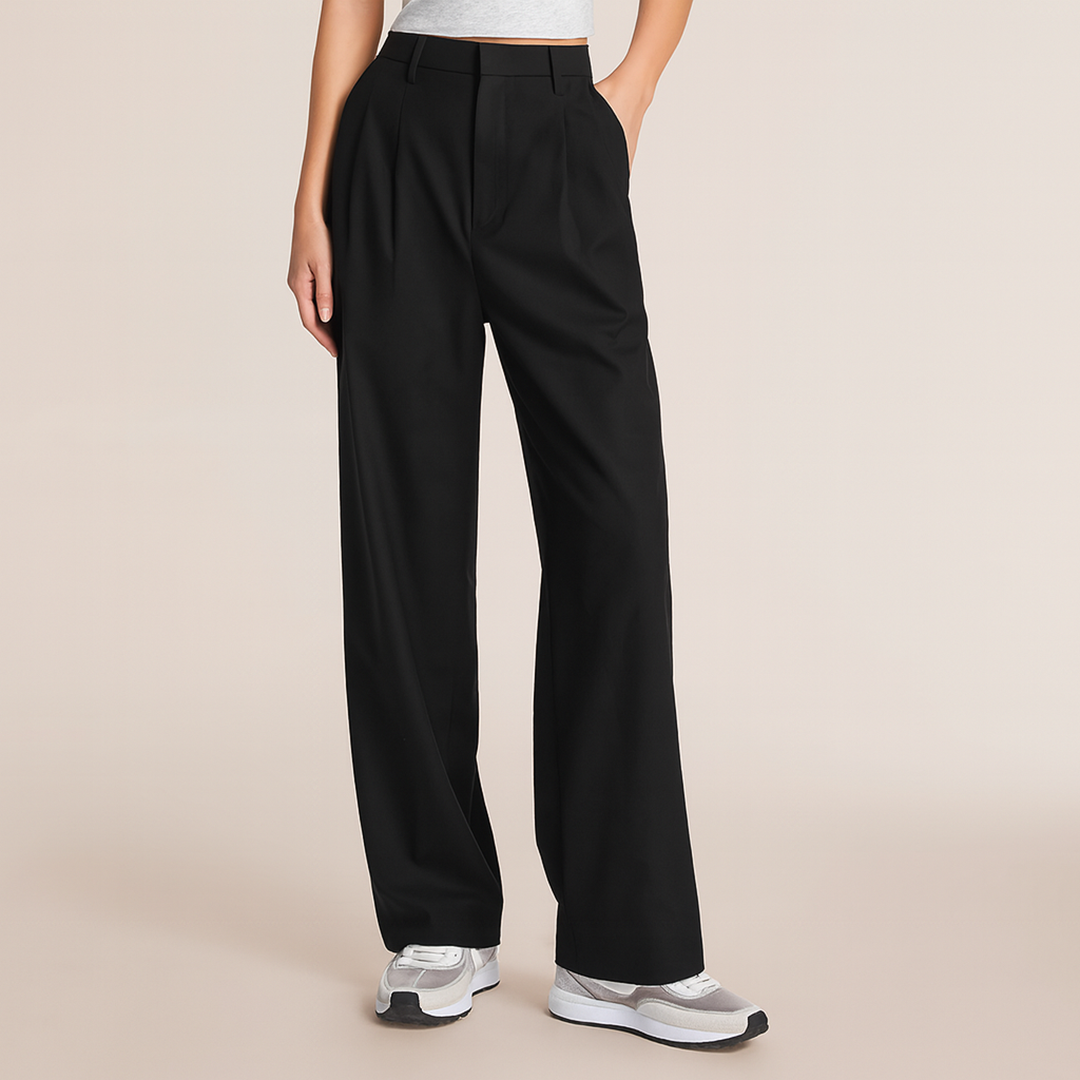 Pantalon taille haute pour femme | Coupe droite moderne